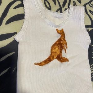 Hand-embroidered Kangaroo tank for baby